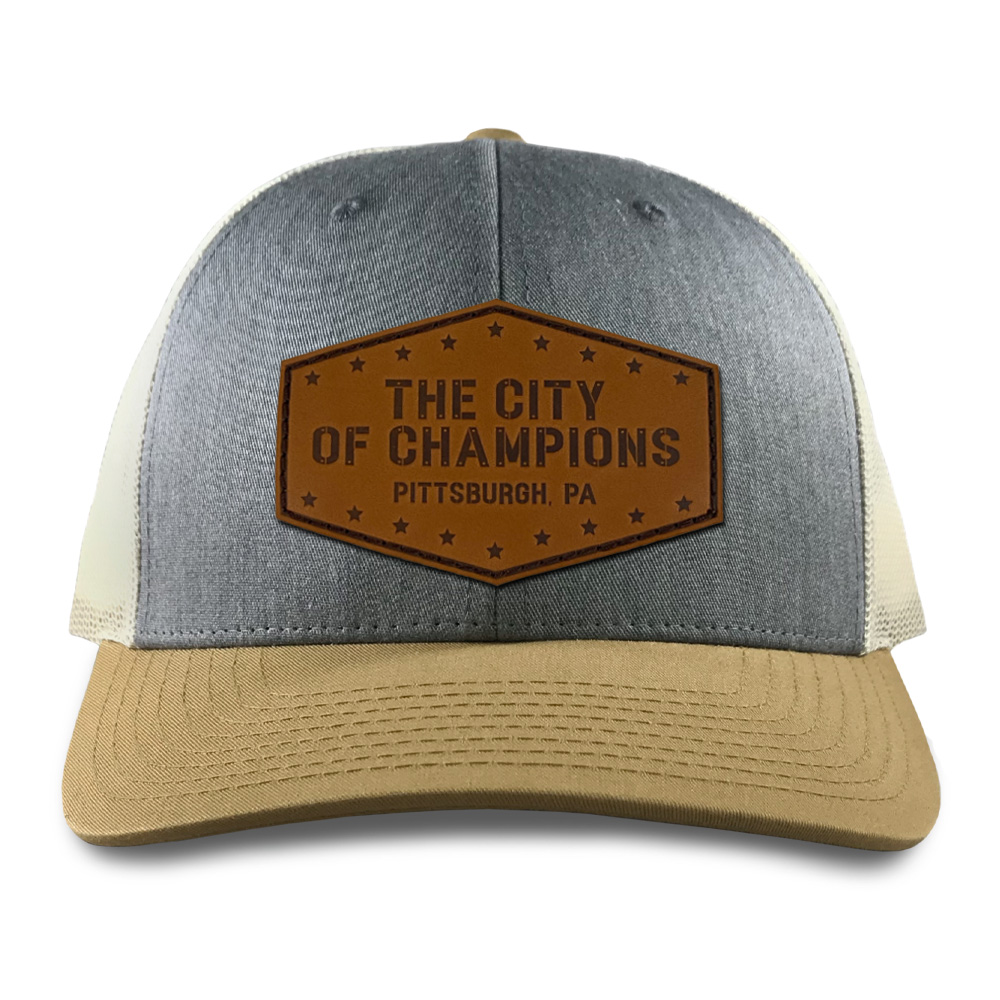 Pittsburgh Skyline Leather Patch Hat - Yinzer Caps