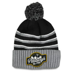 Stripe Pom Beanie Grey